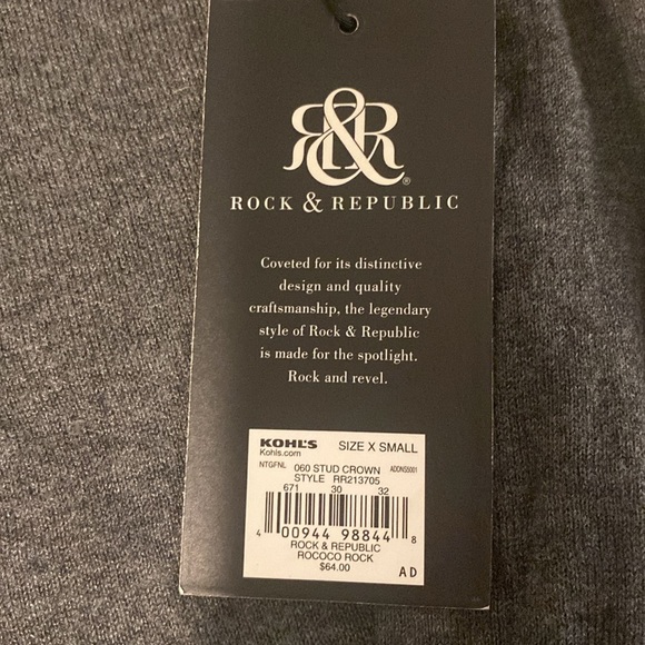 Rock & Republic XS New with Tags Charcoal Sweater - Picture 5 of 5